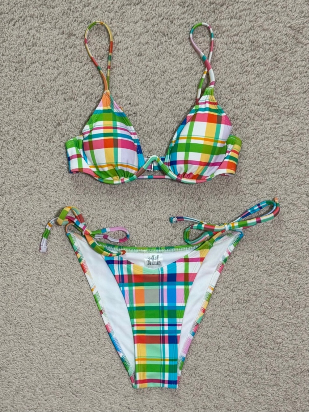 Multicolored Plaid Bikini Set